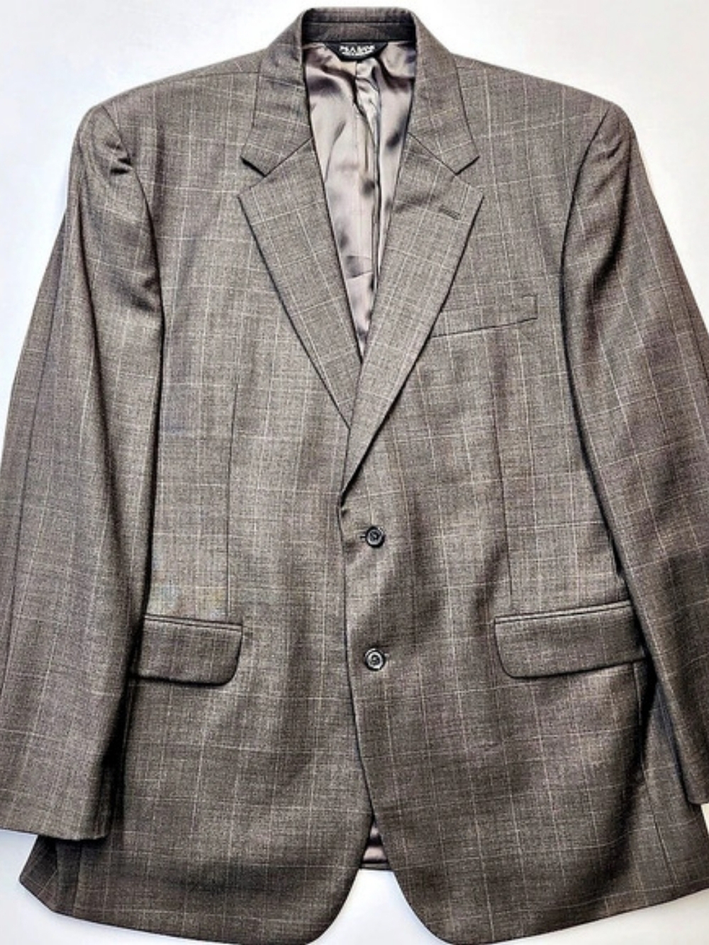 Jos. A. Bank Men's Brown Plaid Windowpane Suit Jacket Blazer 100% Wool Size 46R
